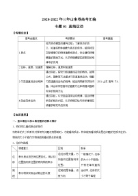 专题01 直线运动——【山东专用】2020-2022三年高考物理真题分类汇编（原卷版+解析版）