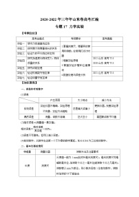 专题17 力学实验——【山东专用】2020-2022三年高考物理真题分类汇编（原卷版+解析版）