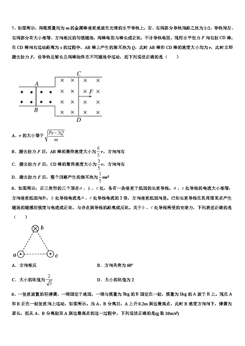 2023届江苏吴江青云中学高三阶段测试（三）物理试题试卷第3页