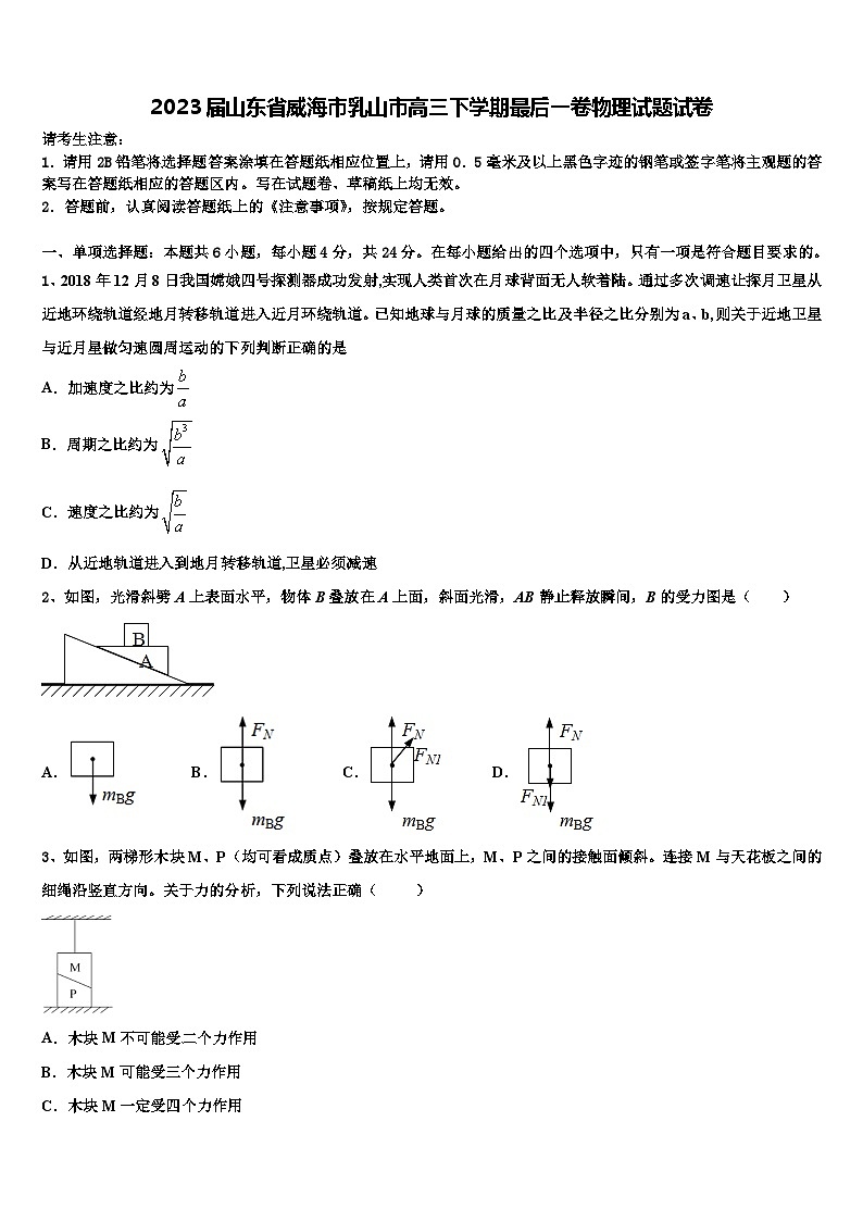 2023届山东省威海市乳山市高三下学期最后一卷物理试题试卷01