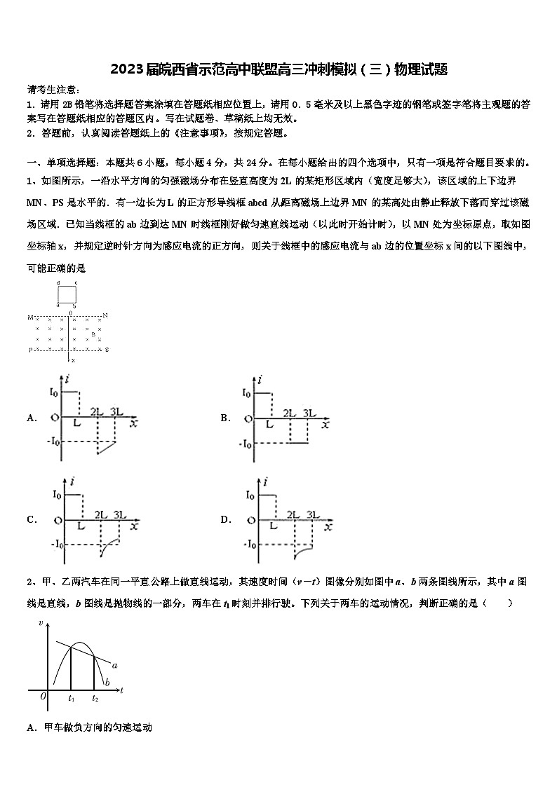 2023届皖西省示范高中联盟高三冲刺模拟（三）物理试题01
