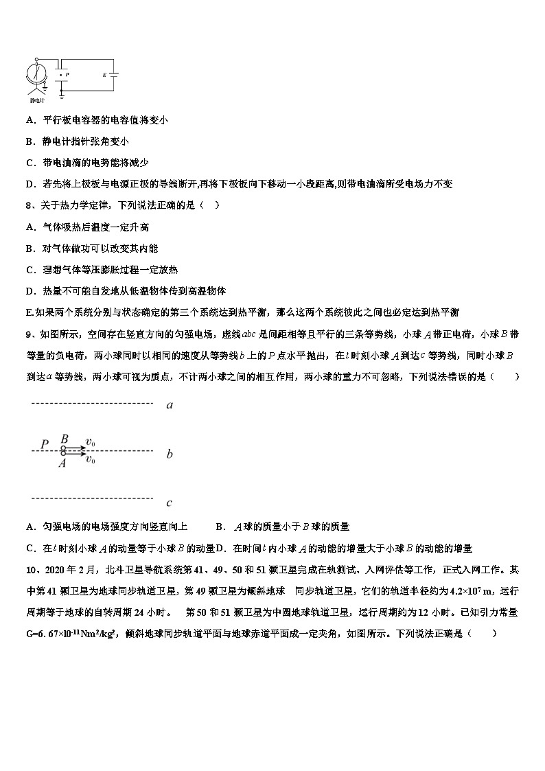 2023届云南省昆明市重点中学高三物理试题第一次统测试卷03