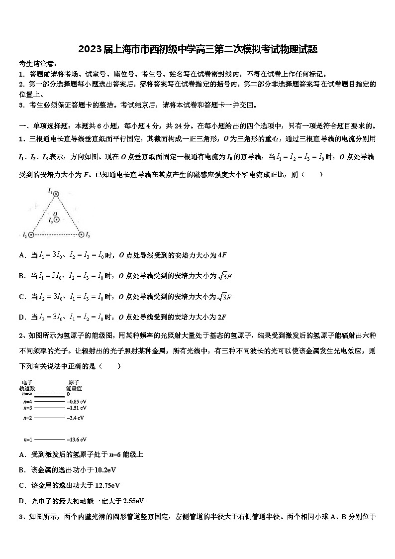 2023届上海市市西初级中学高三第二次模拟考试物理试题第1页