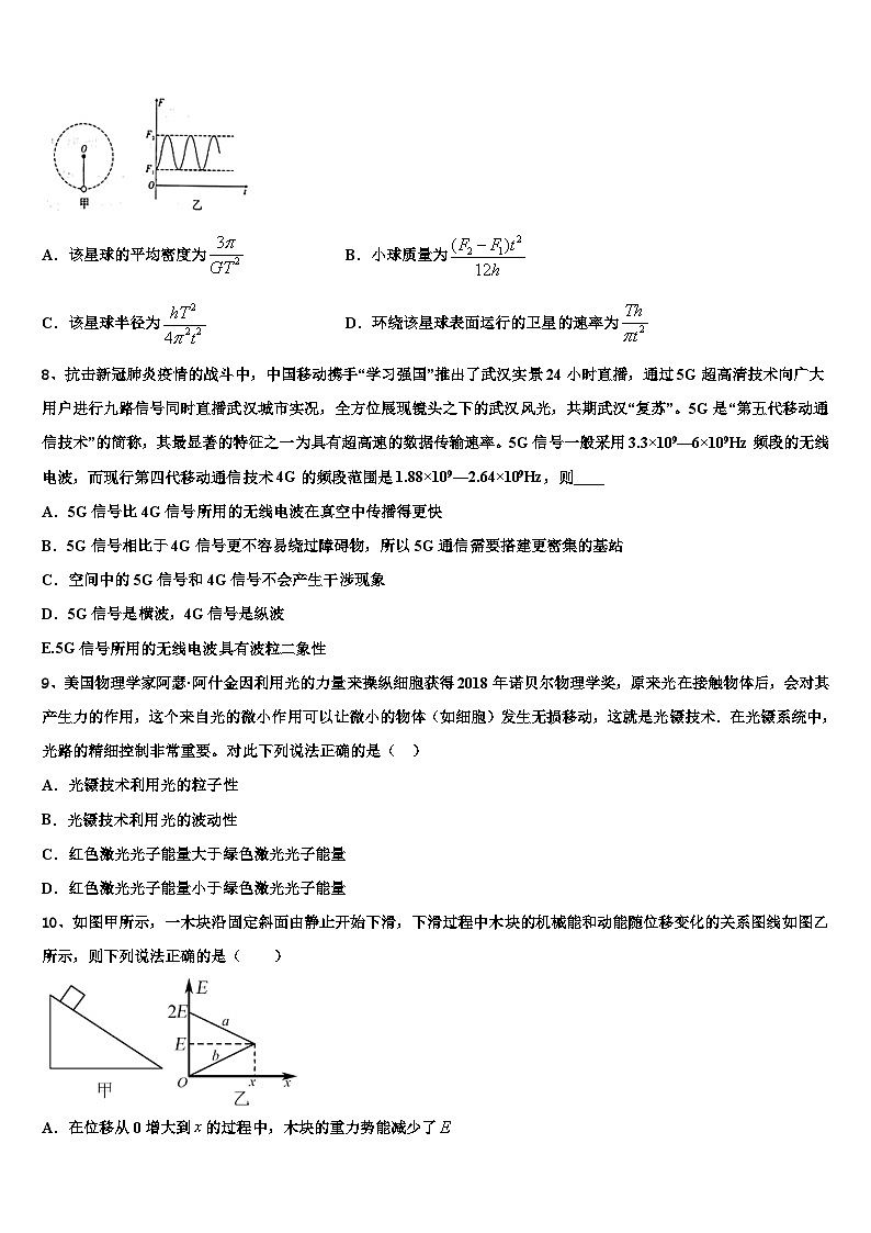 2023届陕西省西安高新唐南中学第二学期高三期末教学质量调测物理试题第3页