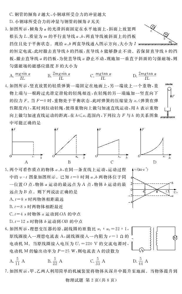 2022-2023学年河南省湘豫名校联考高三上学期12月期末摸底考试物理PDF版含答案02