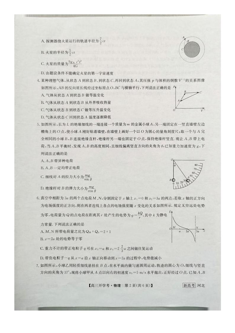 2022-2023学年河北省邯郸市部分学校高三下学期开学考试物理试题PDF版含答案02