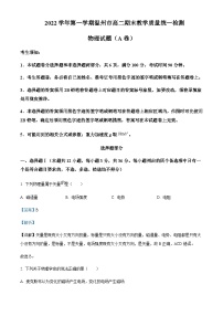 2022-2023学年浙江省温州市高二上学期期末教学质量统一检测物理试题（A卷）含解析