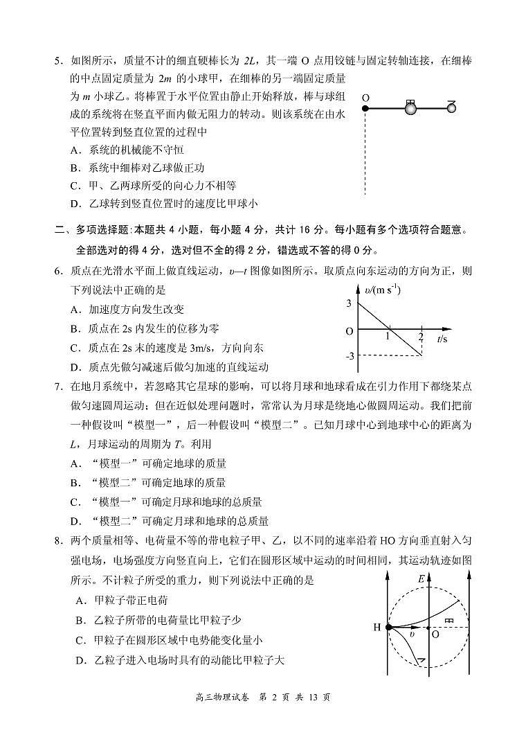 2020届江苏省南京市、盐城市高三第一次模拟考试（1月） 物理（PDF版）02