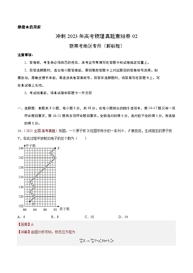 真题重组卷02——2023年高考物理真题汇编重组卷（云南，安徽，黑龙江，山西，吉林五省通用）01