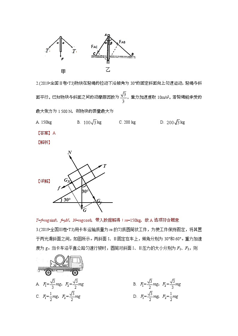 2010-2019年高考物理真题分专题训练 专题03 相互作用（2份打包，原卷版+教师版）02