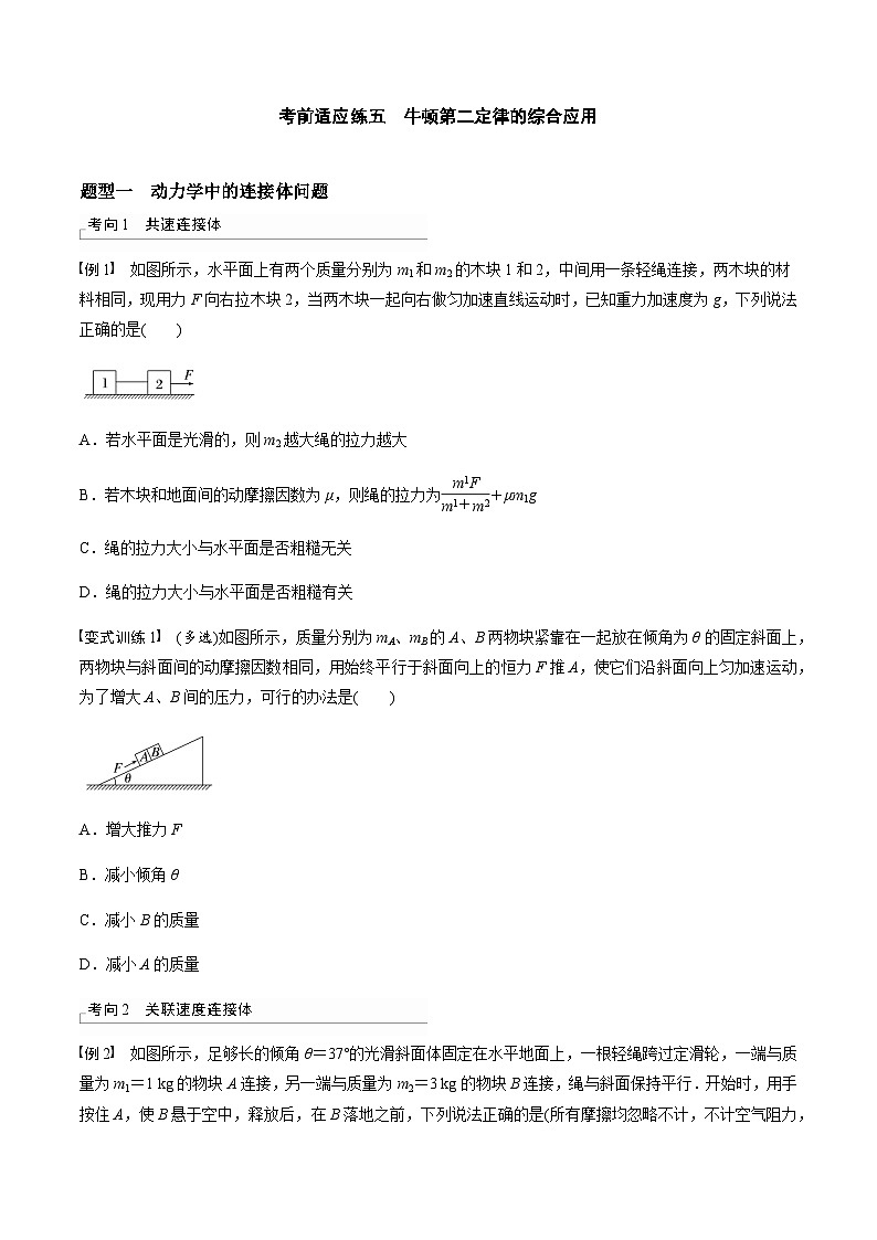 考前适应练五　牛顿第二定律的综合应用-备战2023年高考三轮复习专题-复习与训练01