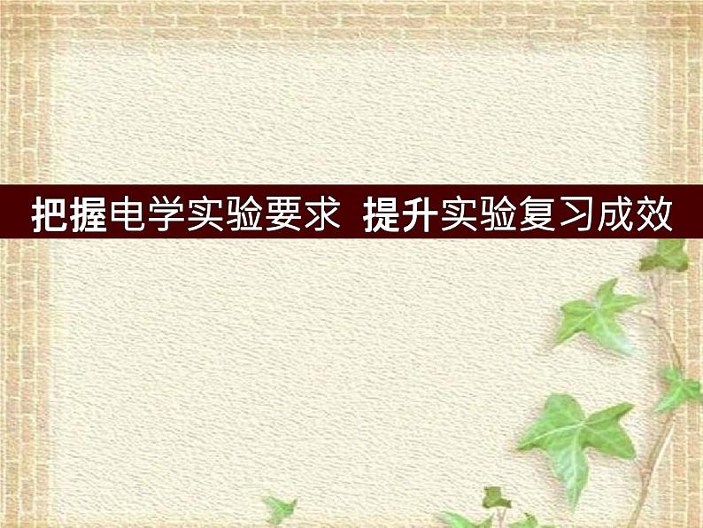 2022-2023年高考物理二轮复习 把握电学实验要求提升实验复习成效课件(重点难点易错点核心热点经典考点)01