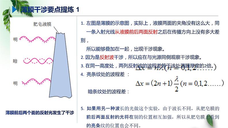 2022-2023年高考物理一轮复习 薄膜干涉中的色散、薄膜干涉的应用课件(重点难点易错点核心热点经典考点)第5页