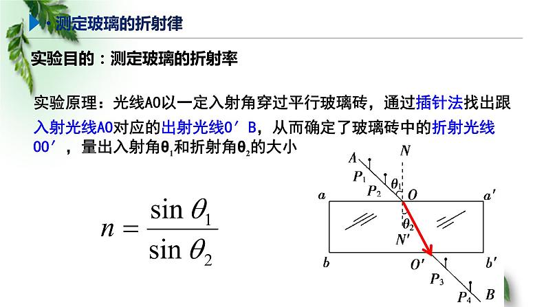 2022-2023年鲁科版(2019)新教材高中物理选择性必修1 第4章光的折射和全反射第2节科学测量：玻璃的折射率课件03