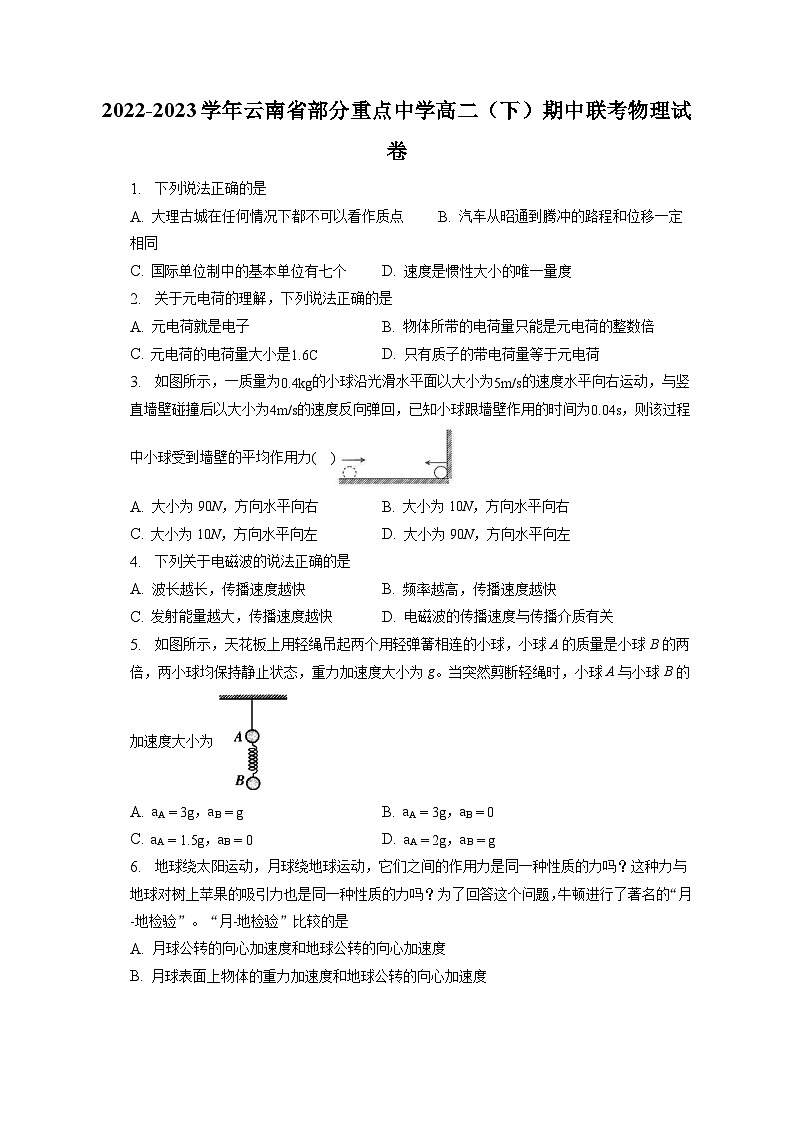 2022-2023学年云南省部分重点中学高二（下）期中联考物理试卷-普通用卷第1页