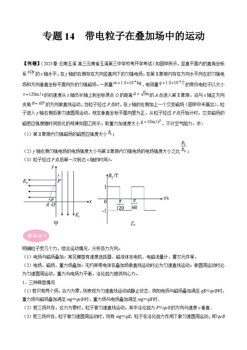 专题14　带电粒子在叠加场中的运动-冲刺高考物理大题突破+限时集训（全国通用）（原卷版）第1页