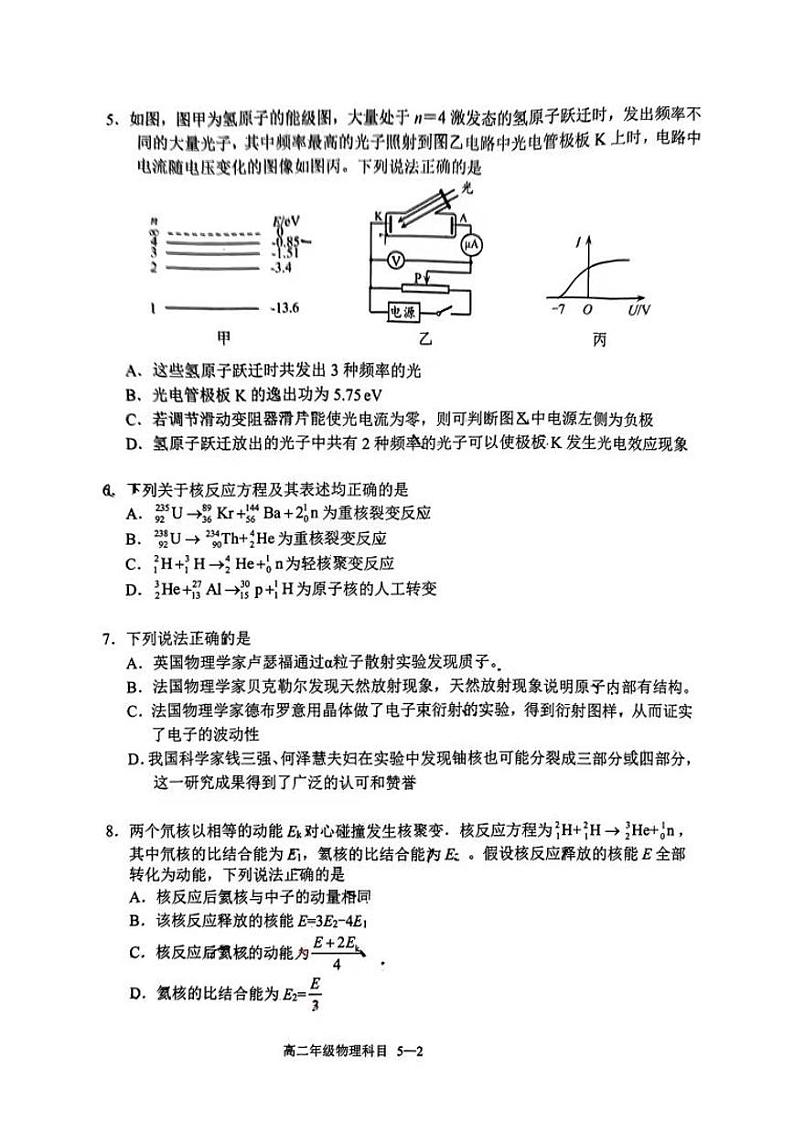 辽宁省沈阳市五校协作体2022-2023学年高二下学期期中考试物理试题第2页