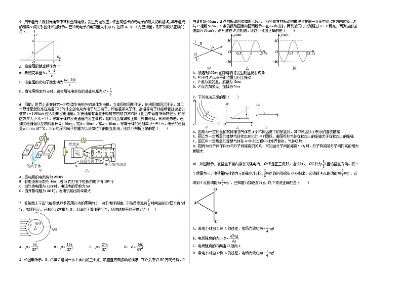 2023年高考物理押题卷02  (江苏卷）（考试版）A3第2页