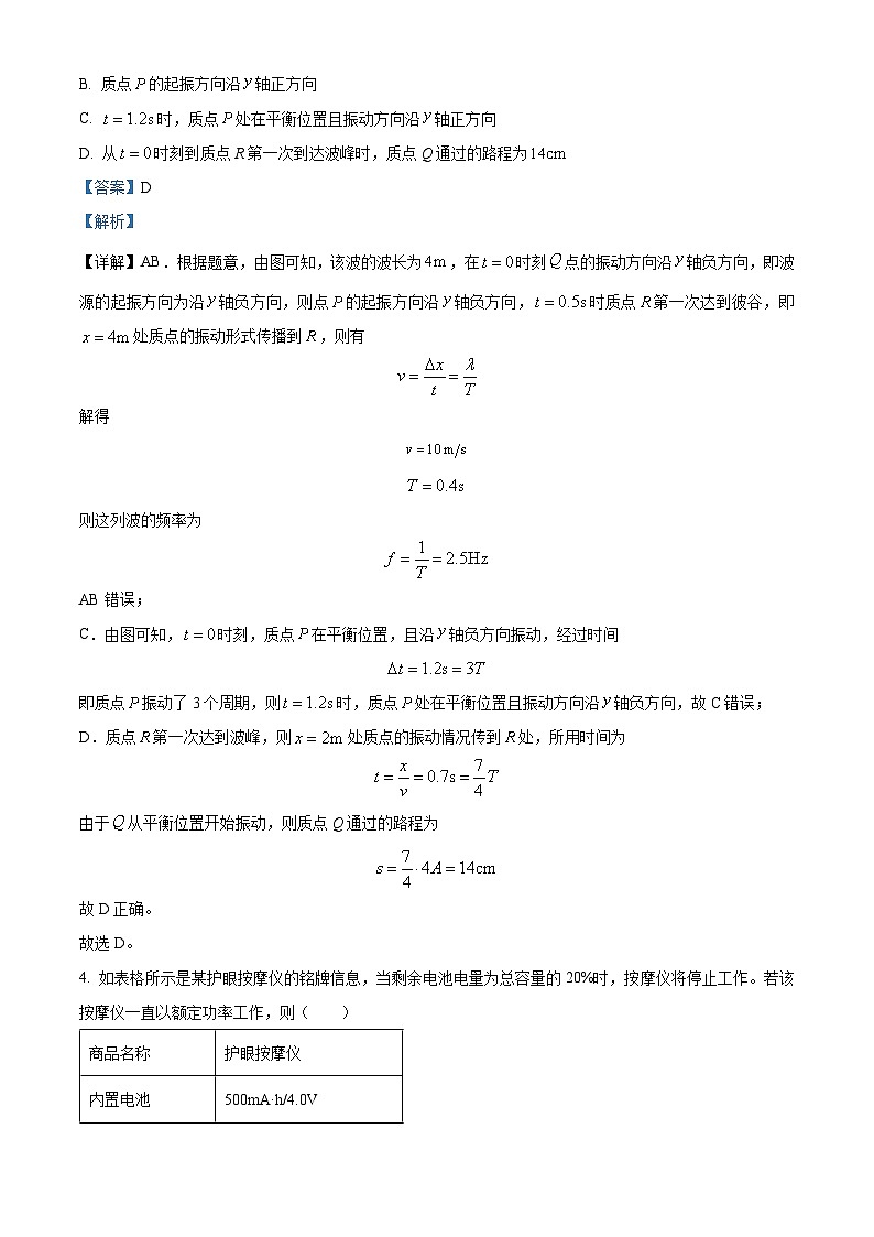 重庆市第八中学2022-2023学年高三物理适应性月考试题（八）（Word版附解析）03