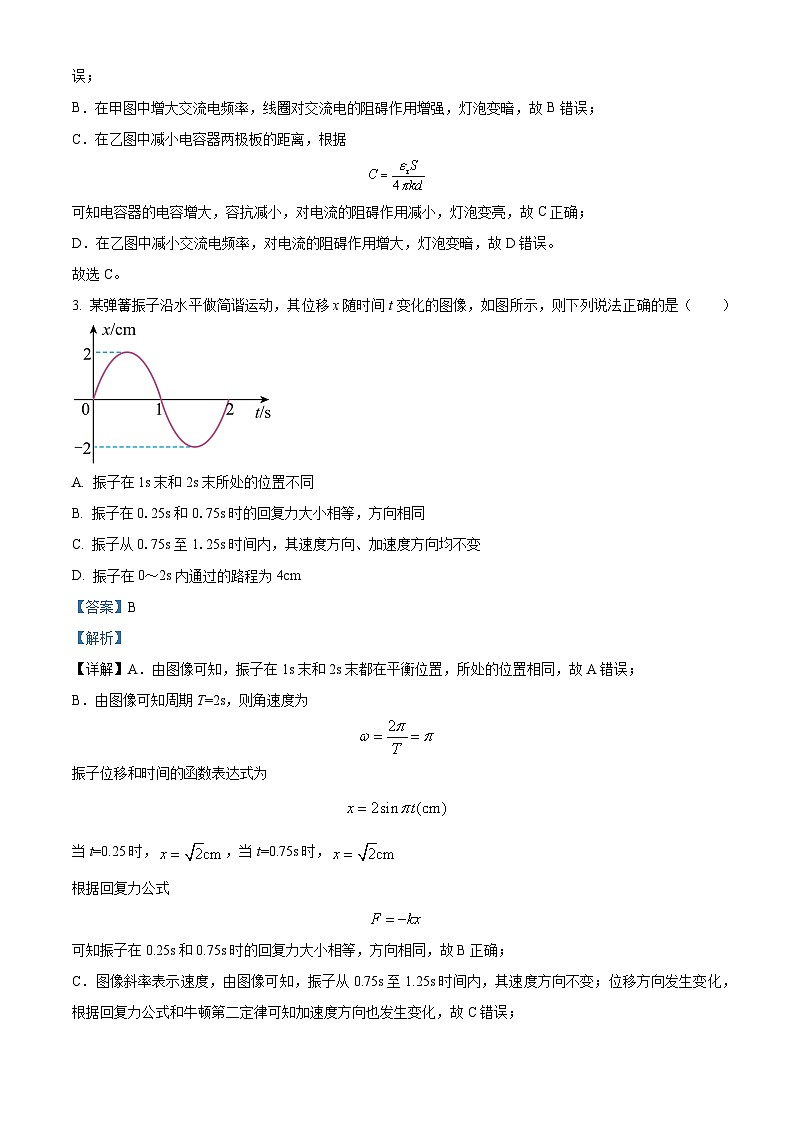 2022-2023学年四川省峨眉第二中学校高二下学期半期考试物理试题  （解析版）02