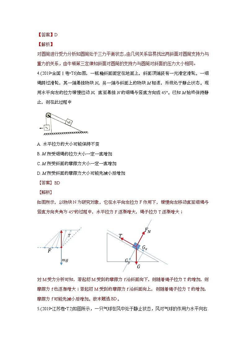 2010-2019年高考物理真题分专题训练 专题03 相互作用（含解析）第3页