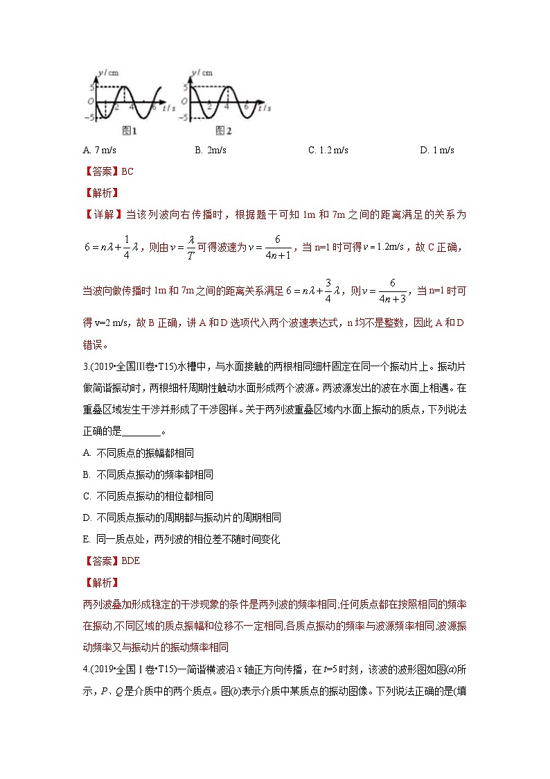 2010-2019年高考物理真题分专题训练 专题16 机械振动和机械波（含解析）第2页