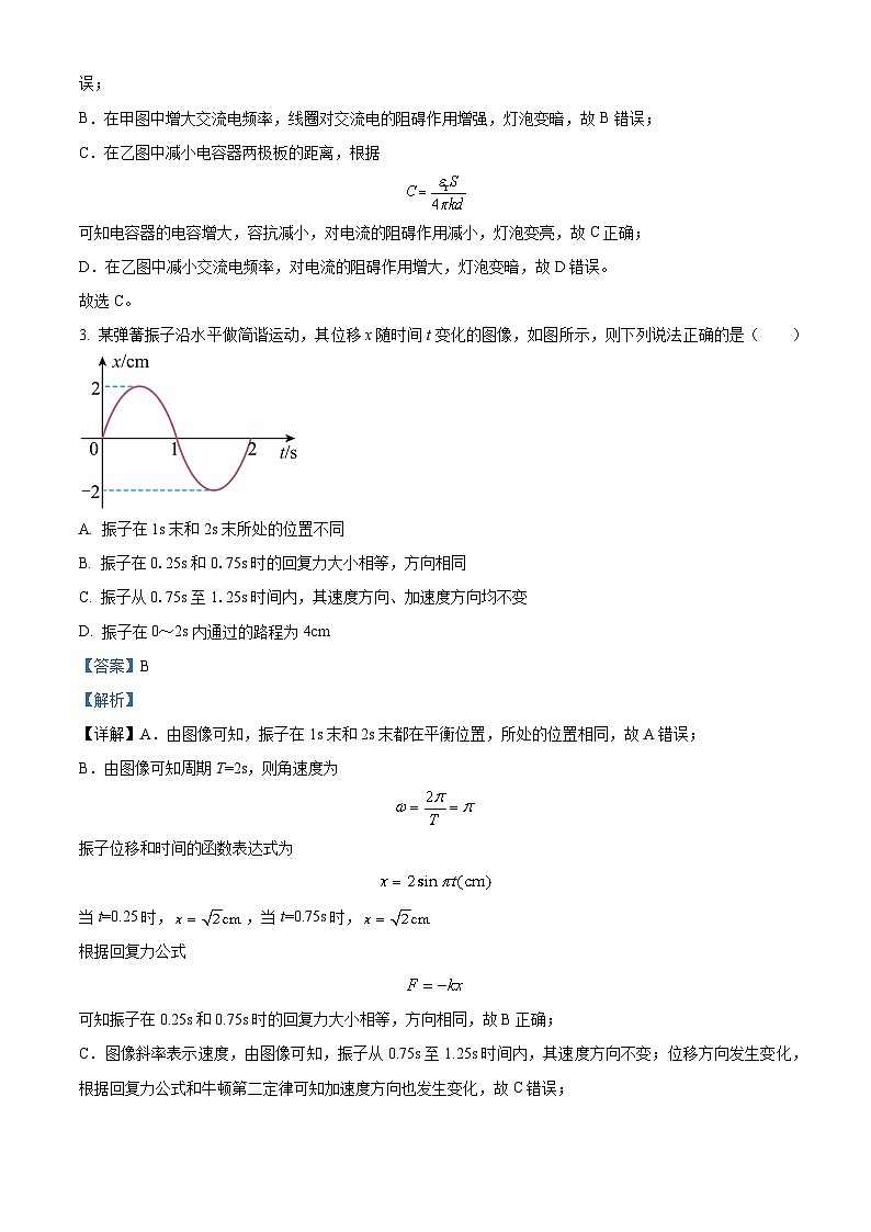 四川省峨眉第二中学2022-2023学年高二物理下学期期中试题（Word版附解析）02