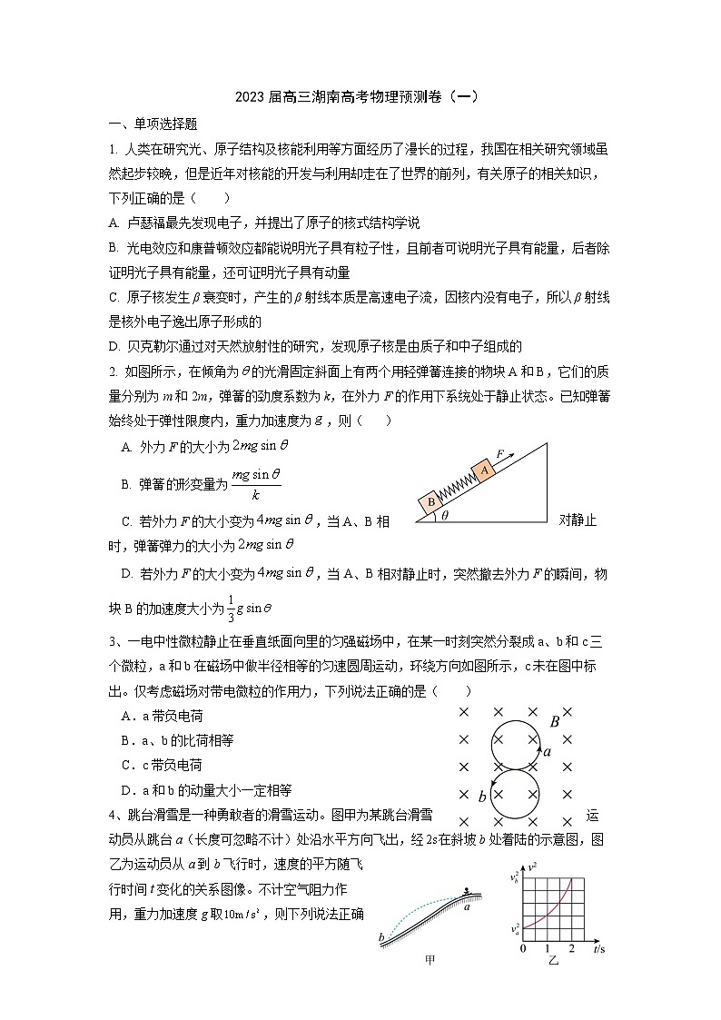 湖南省2023届高三物理预测卷（一）（Word版附答案）第1页