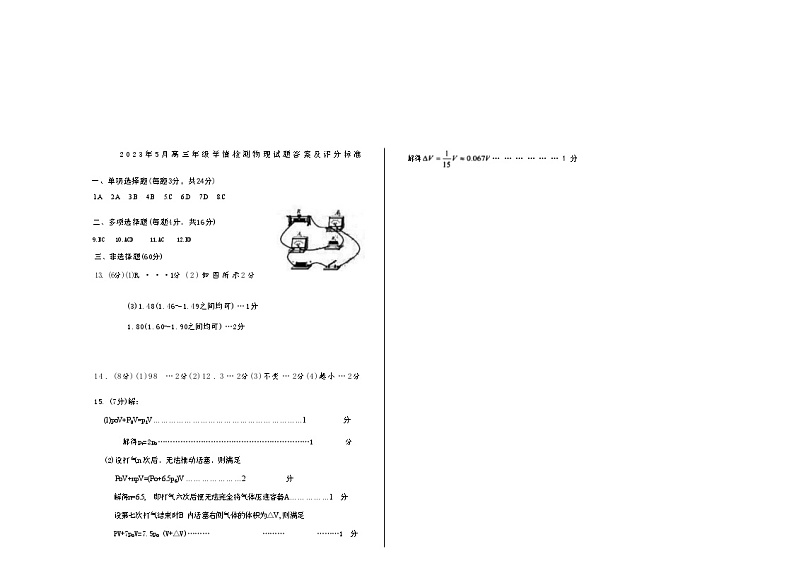 2023届山东省济南市高三下学期三模物理试题及答案01