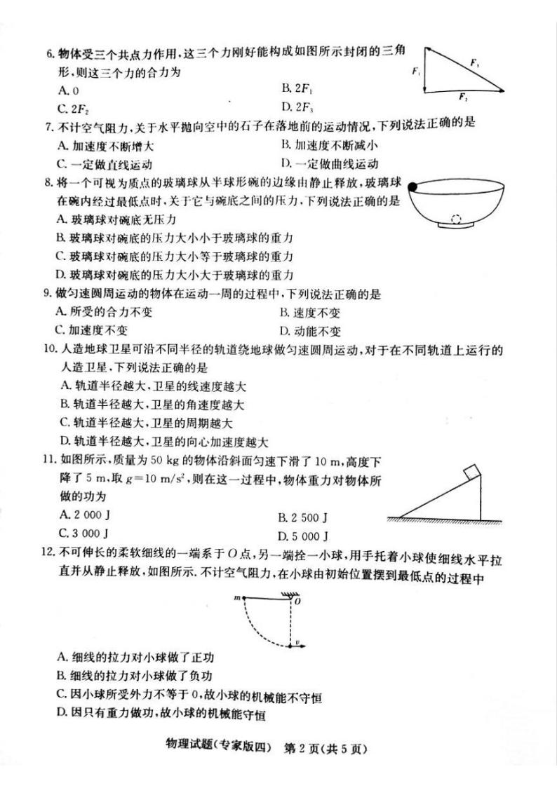 2020年湖南省普通高中学业水平合格性考试仿真模拟卷（专家版四）物理 PDF版02