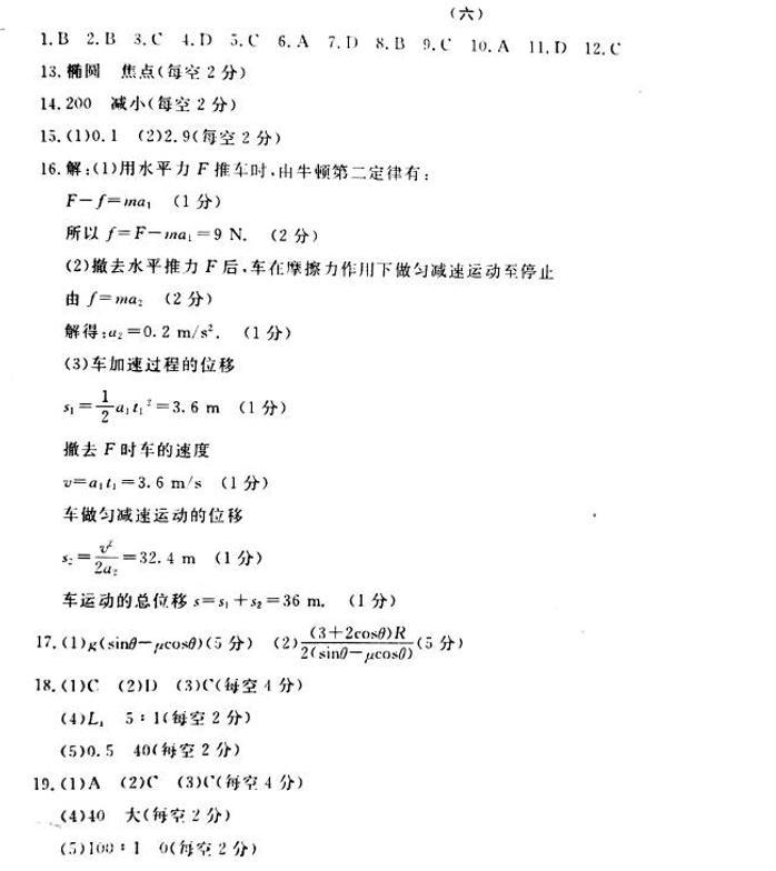 2020年湖南省普通高中学业水平合格性考试模拟信息卷六 物理 PDF版01