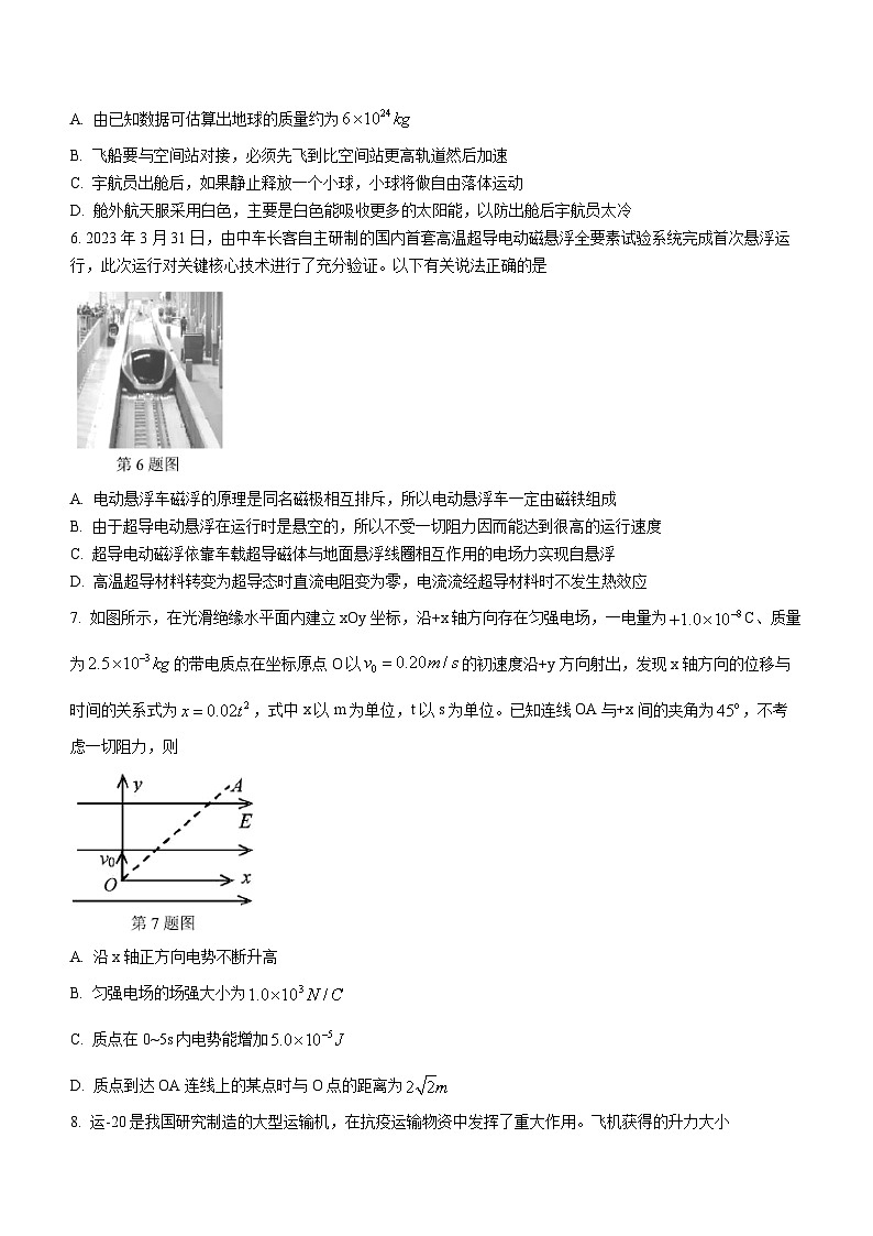 浙江省金丽衢十二校2022-2023学年高三下学期第二次联考物理试题+Word版含答案第3页