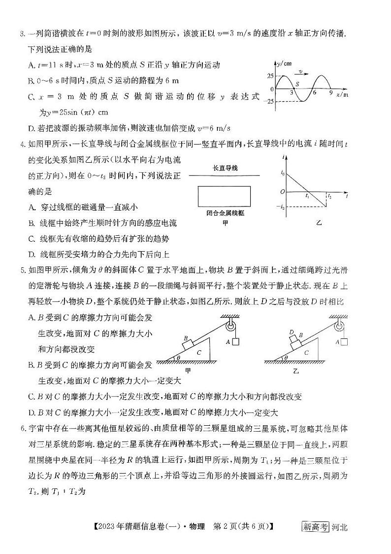 2022-2023学年河北省高三下学期猜题信息卷（一）物理试题PDF版含答案02