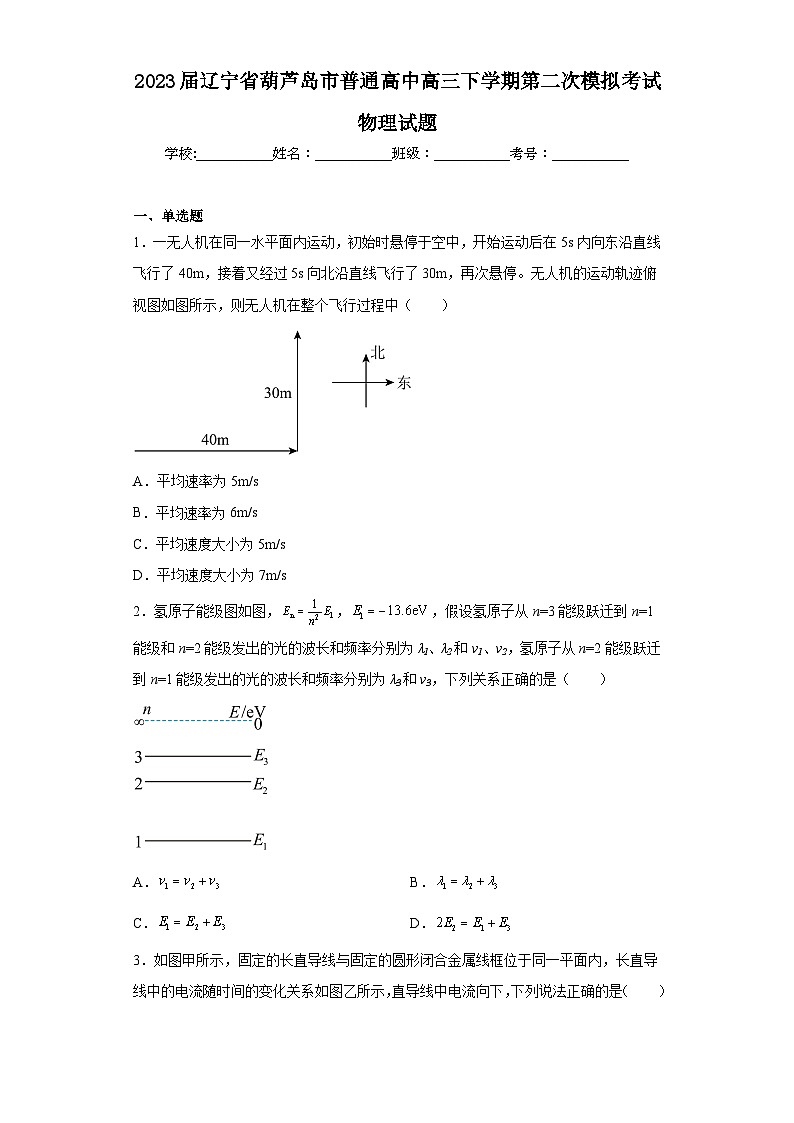 2023届辽宁省葫芦岛市普通高中高三下学期第二次模拟考试物理试题（含解析）01