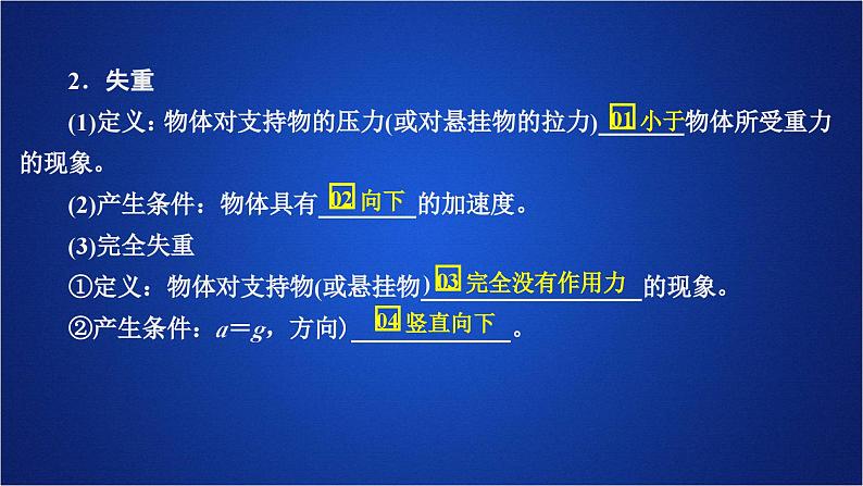 2022-2023年人教版(2019)新教材高中物理必修1 第4章运动和力的关系第6节超重和失重课件第3页