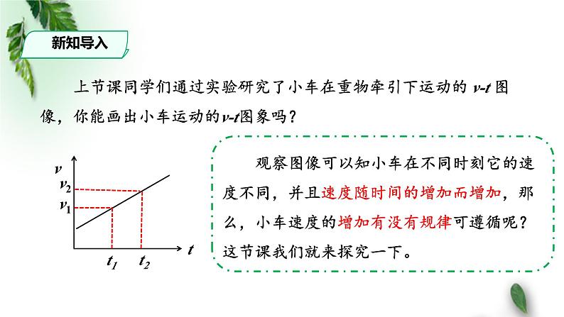 2022-2023年人教版(2019)新教材高中物理必修1 第2章匀变速直线运动的研究第2节匀变速直线运动速度与时间的关系(1)课件02