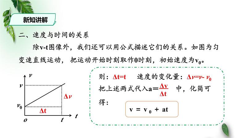 2022-2023年人教版(2019)新教材高中物理必修1 第2章匀变速直线运动的研究第2节匀变速直线运动速度与时间的关系(1)课件08