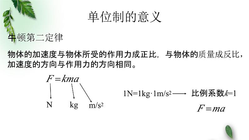 2022-2023年人教版(2019)新教材高中物理必修1 第4章运动和力的关系第4节力学单位制课件07