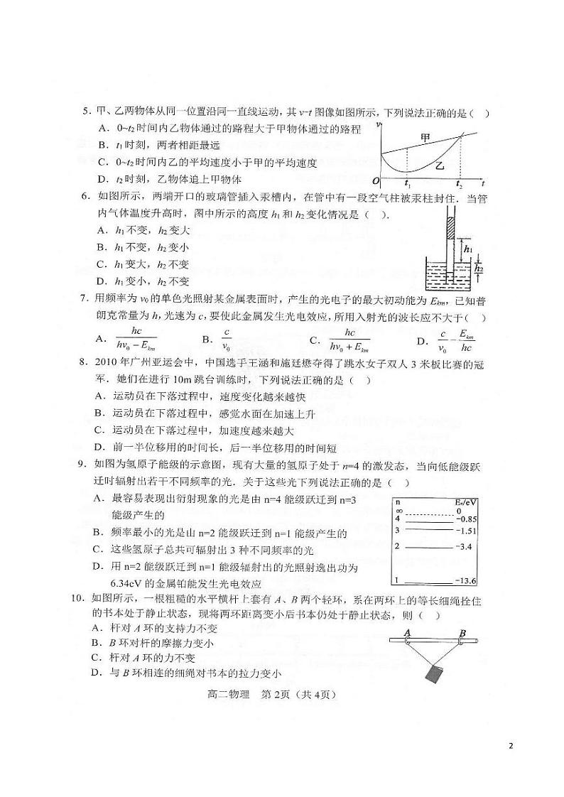 2019-2020学年辽宁省沈阳市郊联体高二下学期期末考试物理试题 PDF版02