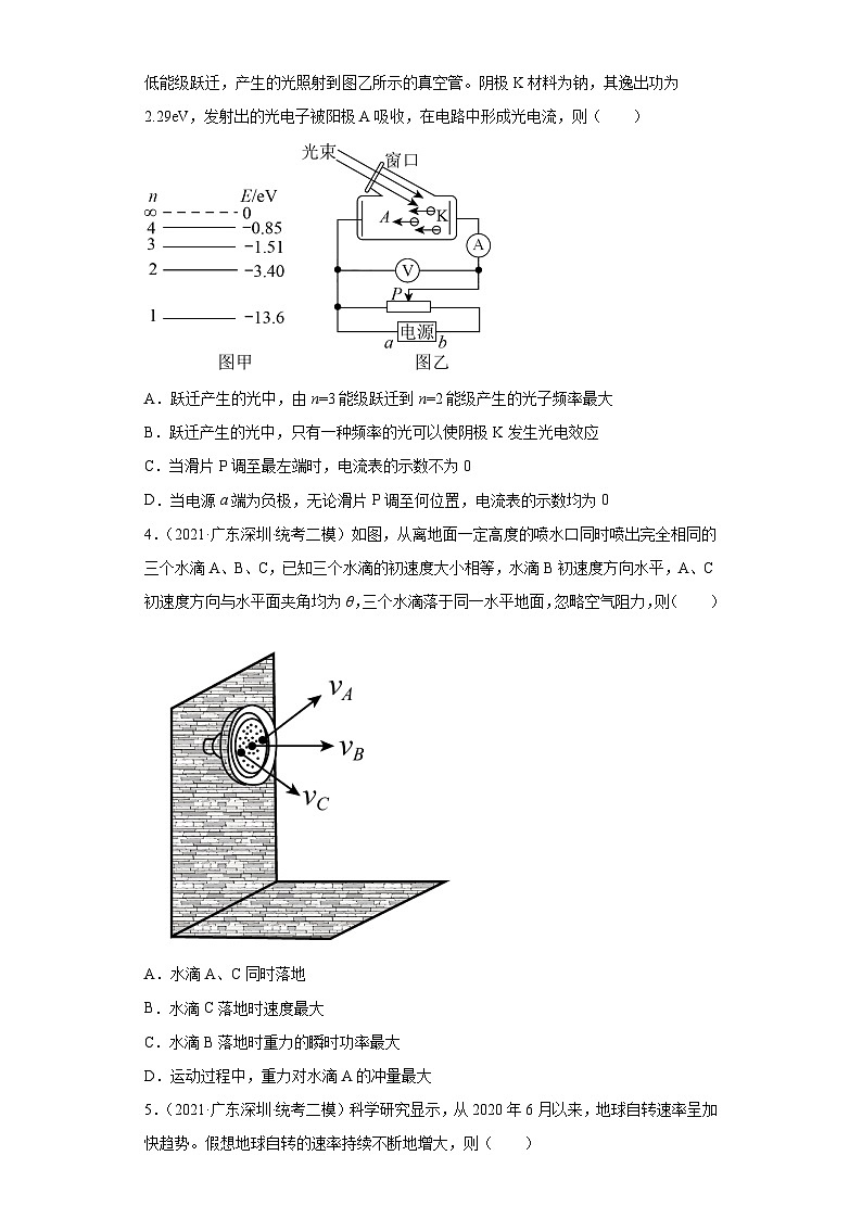 广东省深圳市2021届-2023届高考物理三年模拟（二模）按题型分类汇编-01选择题02