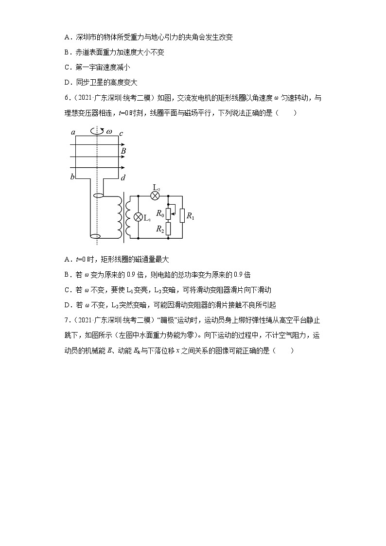 广东省深圳市2021届-2023届高考物理三年模拟（二模）按题型分类汇编-01选择题03