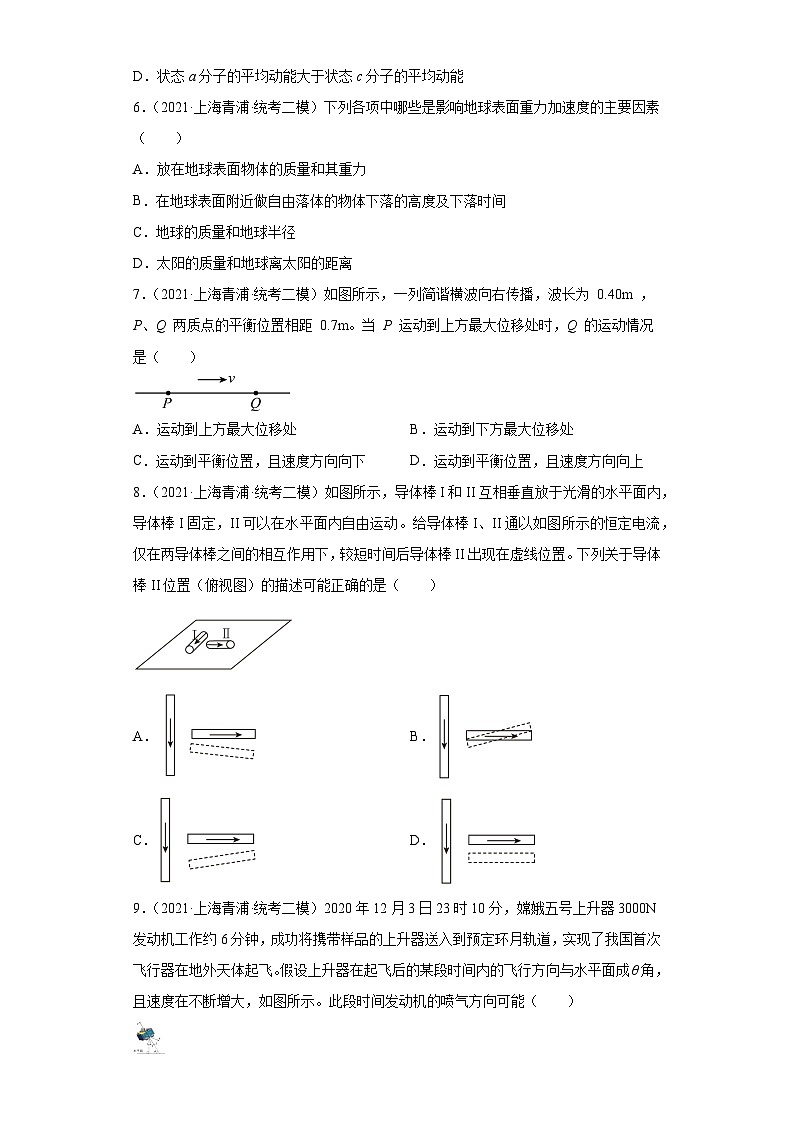 上海市青浦区2021届-2023届高考物理三年模拟（二模）按题型分类汇编-01选择题02