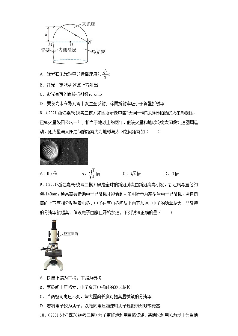 浙江省嘉兴市2021届-2023届高考物理三年模拟（二模）按题型分类汇编-01选择题03
