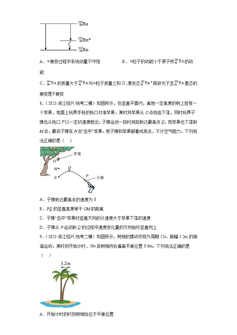 浙江省绍兴市2021届-2023届高考物理三年模拟（二模）按题型分类汇编-01选择题第3页
