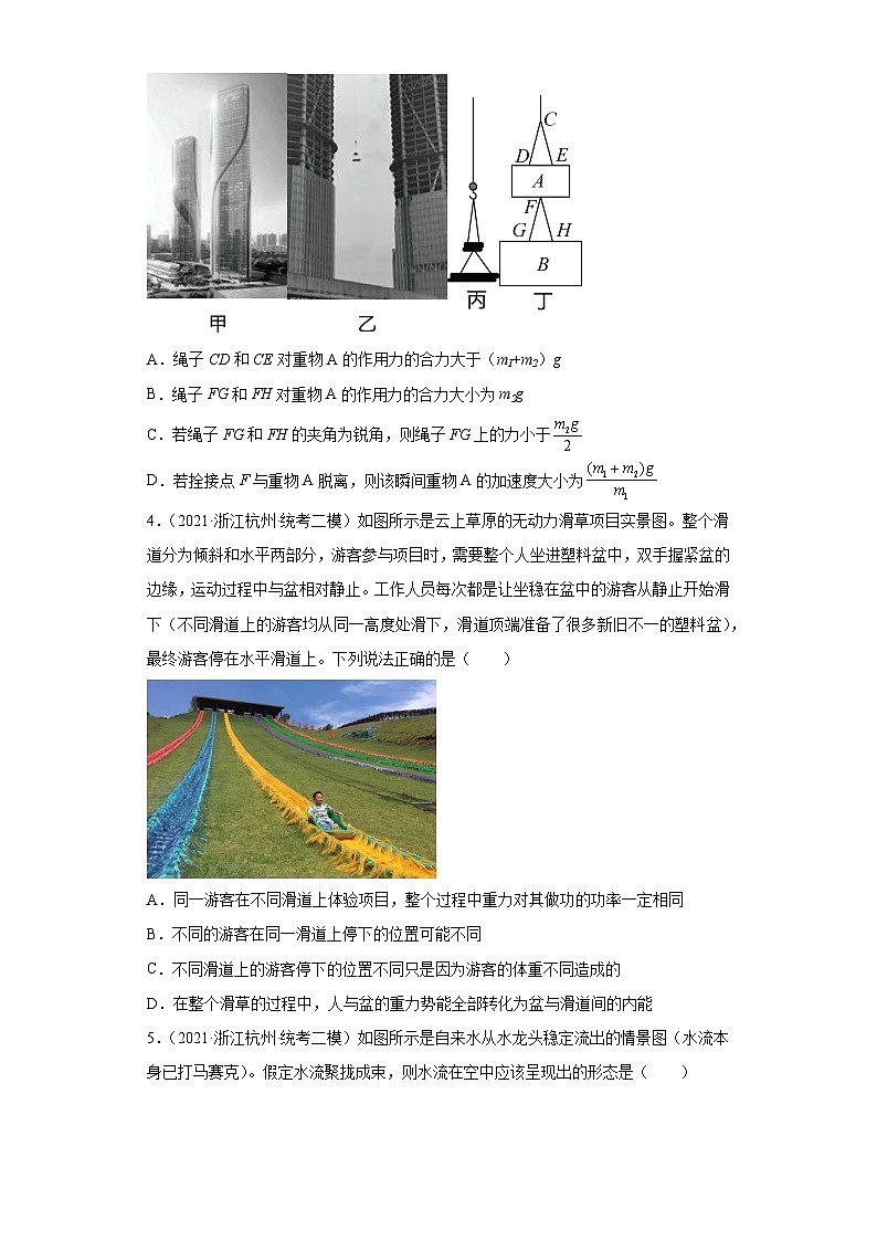 浙江省杭州市2021届-2023届高考物理三年模拟（二模）按题型分类汇编-01选择题02