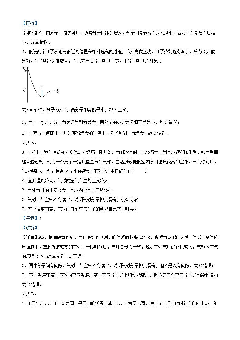 精品解析：江西省上饶市六校联考2022-2023学年高二下学期月考物理试题（解析版）02