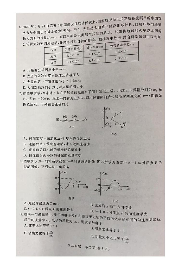 2020届北京市东城区高三下学期综合练习（二）（二模）物理试题 PDF版02