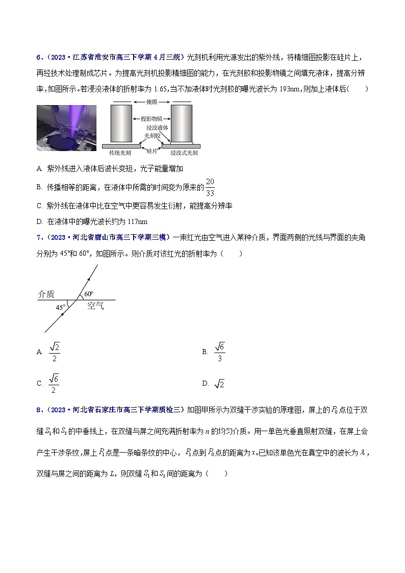 专题17 光学2023年高考物理三模试题分项汇编（全国通用）（原卷版）第3页