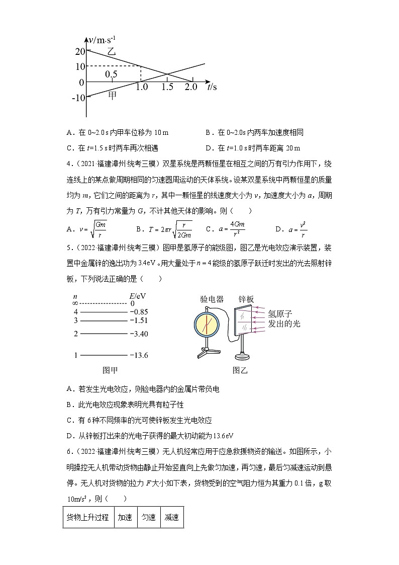 福建省漳州市高考物理三年（2021-2023）模拟题（三模）按题型分类汇编-01选择题02