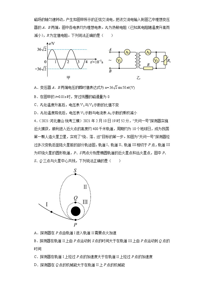 河北省唐山市高考物理三年（2021-2023）模拟题（三模）按题型分类汇编-01选择题第2页